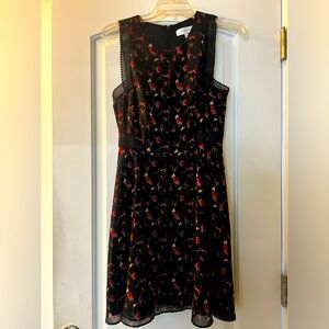 Reiss black flared floral dress size 4 (US)